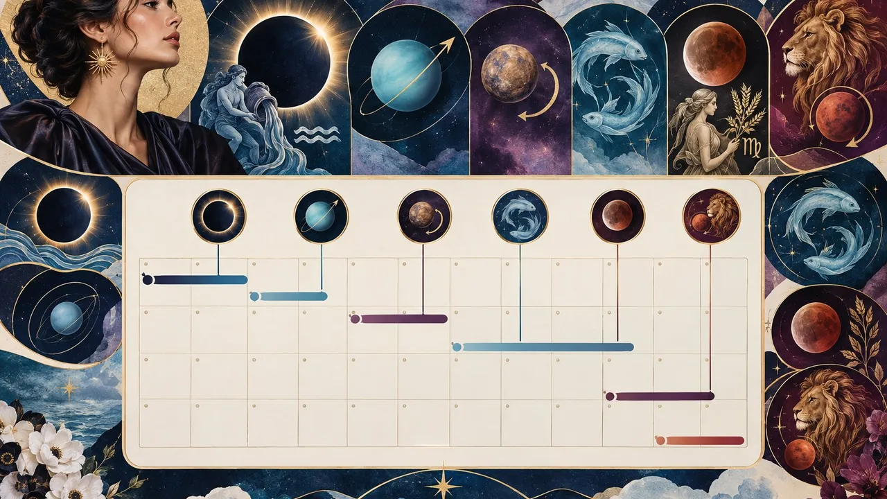 February 2027 astrology calendar with eclipses and retrogrades