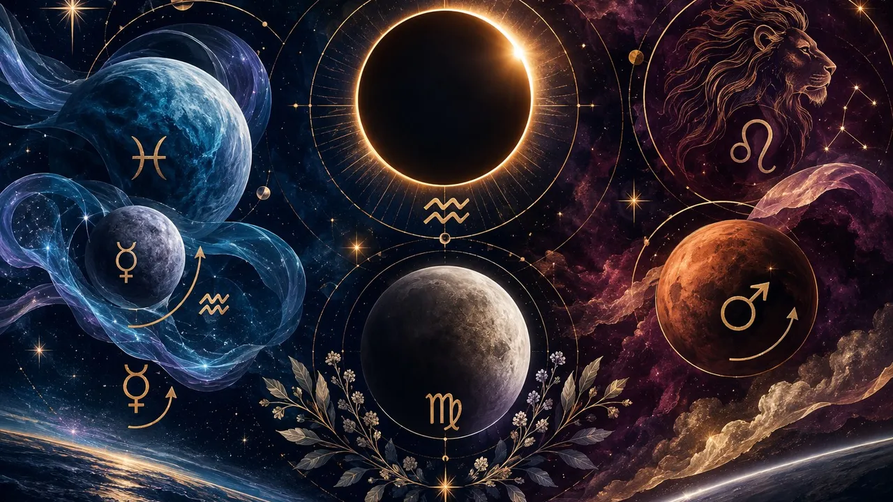 February 2027 astrology key dates illustration