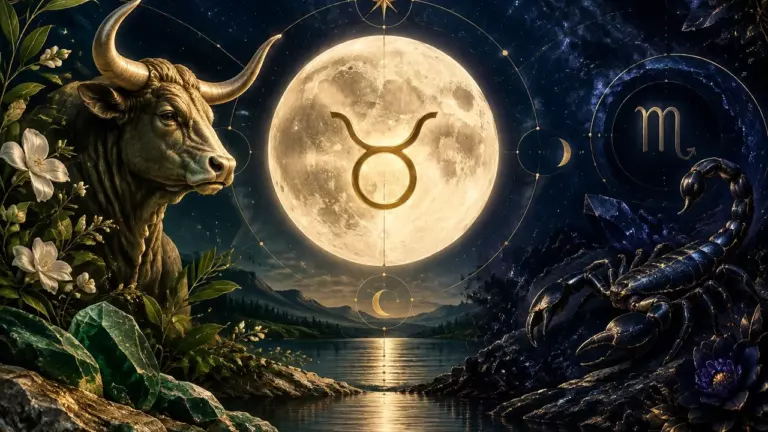 Full moon in Taurus October 2026 astrology illustration