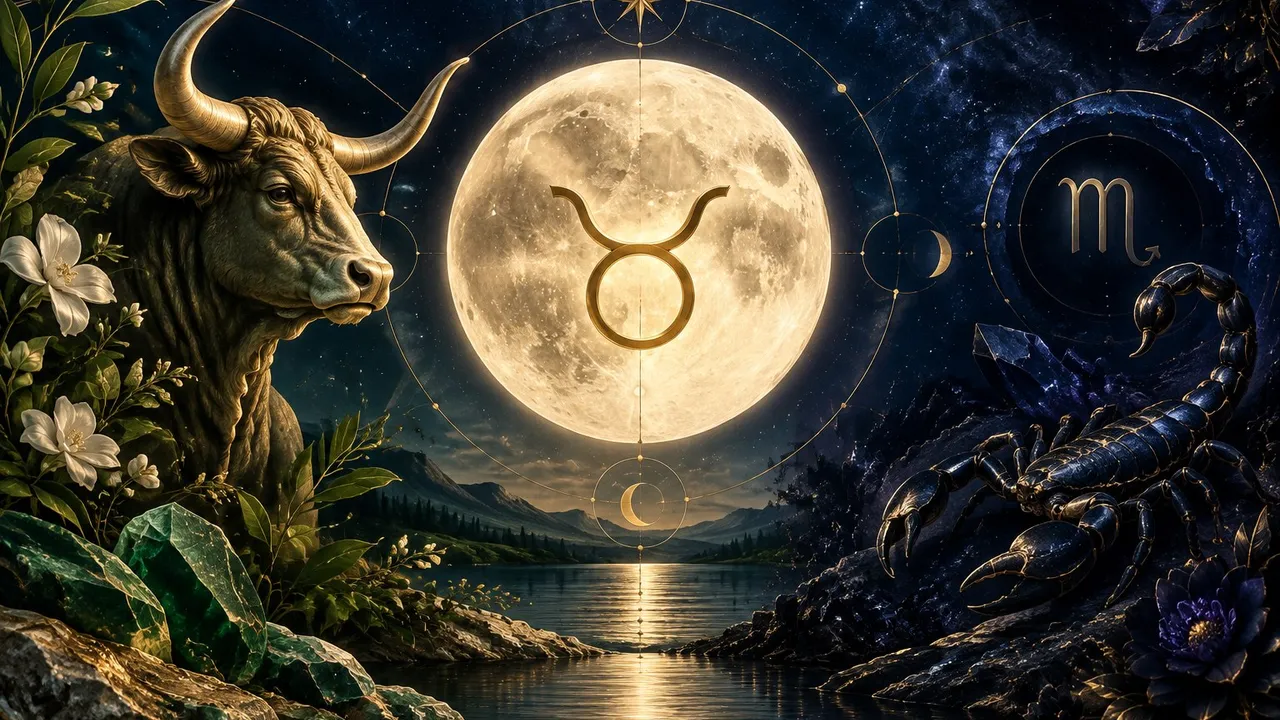 Full moon in Taurus October 2026 astrology illustration