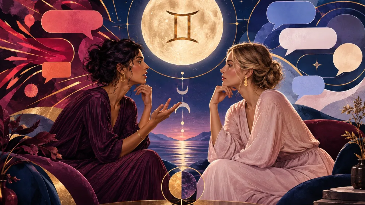 Gemini full moon communication reality check illustration
