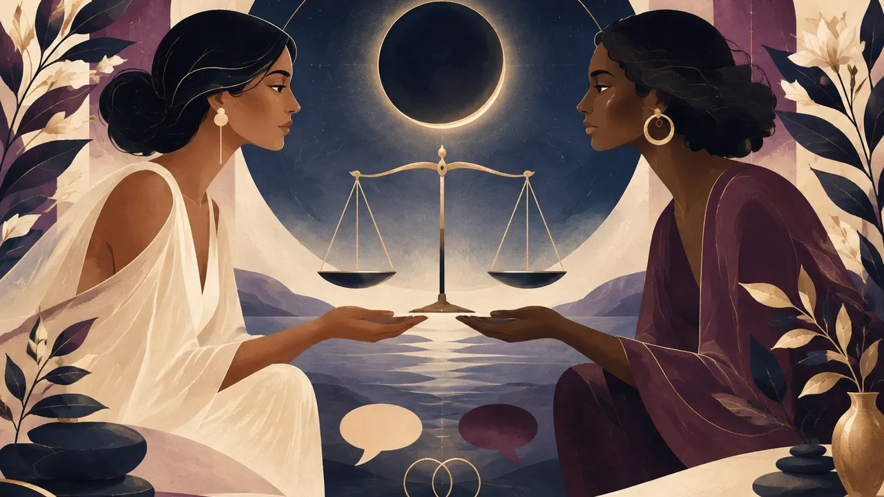 Libra new moon relationship reset and balance illustration