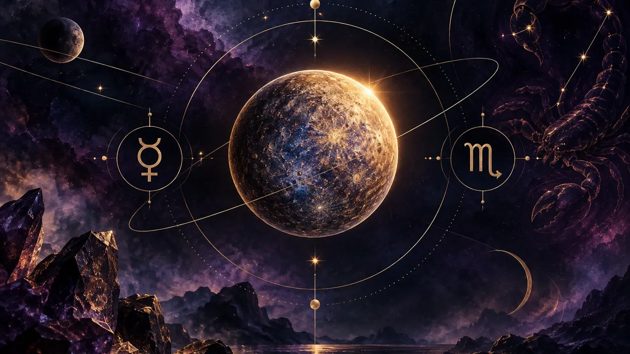 Mercury retrograde 2026 in Scorpio astrology illustration