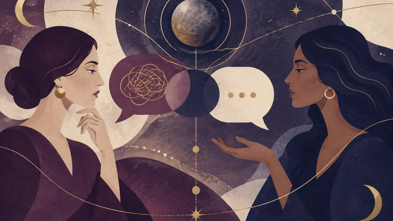 Mercury retrograde communication and relationship reflection illustration