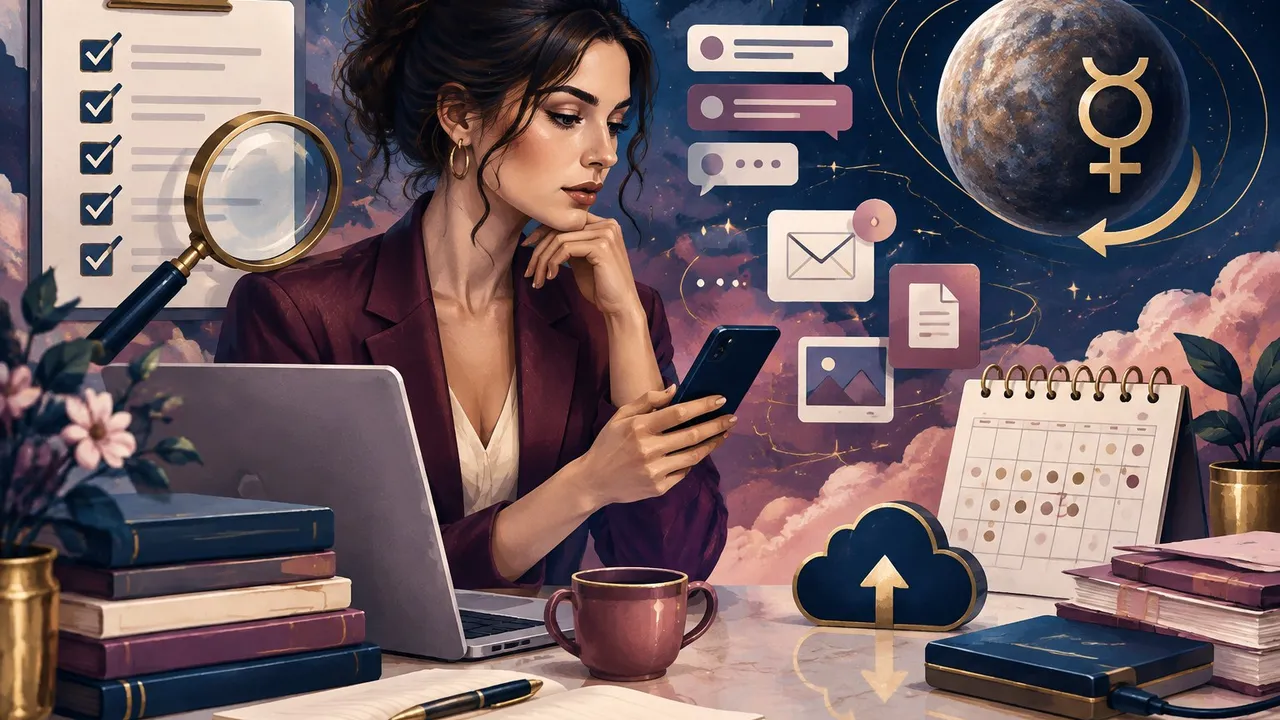 Mercury retrograde verification and communication checklist illustration