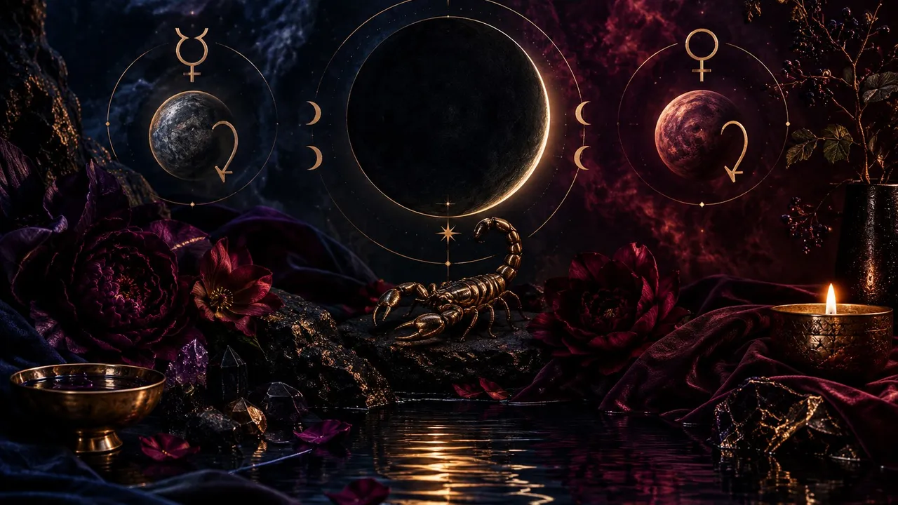 New moon in Scorpio November 2026 astrology illustration
